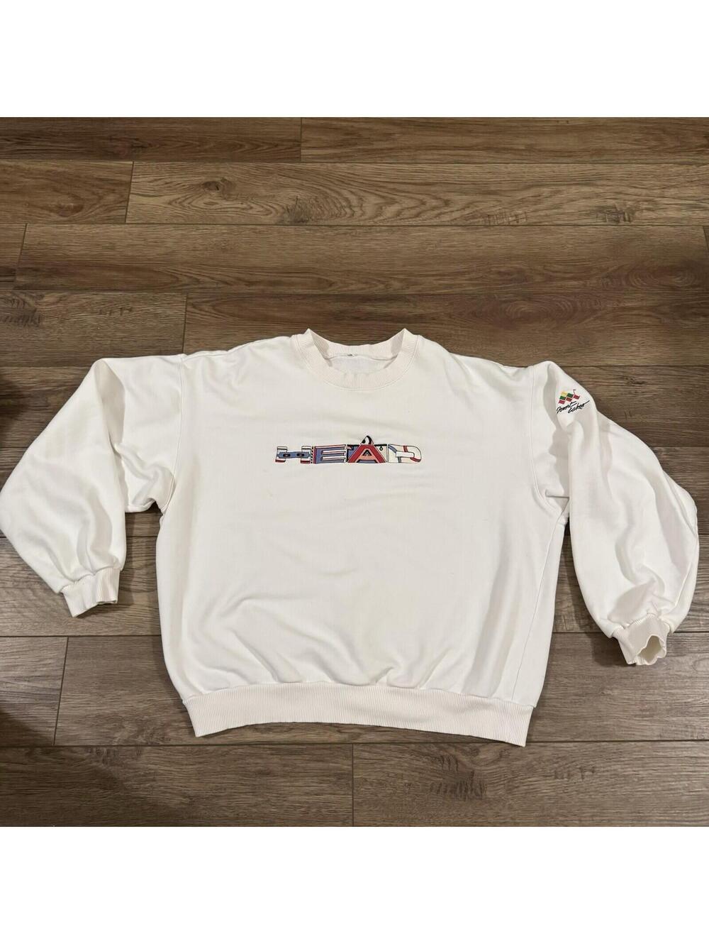 Vintage Y2K 90s Head Sports White Crewneck Sweater